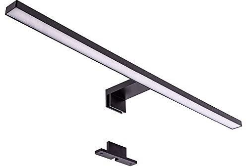 max K O M F O R T LED Spiegelleuchte Badleuchte Schminklicht Schwarz | 8W neutralweiß 750 Lumen IP44 | Aufbauleuchte Eckig Montage für Spiegel oder Schrank | BAD-S60