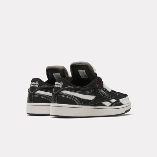 Reebok Unisex-Adult Club C 85 Pump Sneaker, Core Black/Chalk/Flash Red, 7 Women/7 Men
