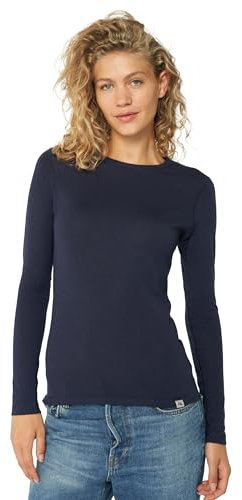 DANISH ENDURANCE Merinowolle Langarm Shirt Damen, Premium Thermo-Unterwäsche, Skiunterwäsche, Temperaturregulierendes Funktionsshirt, für Damen, Dunkles Marineblau, 2XL