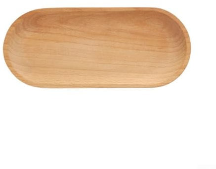 Serviertablett aus Buchenholz, Dessertteller, Holz, Snack, Obstteller, Bestecktablett (oval, 23 x 10 cm)