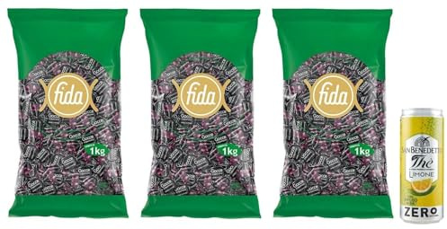 3er-Pack FIDA Rossana Gocce Liquirizia Bonbons mit Lakritze gefüllte 1Kg Beutel + 1er-Pack Kostenlos San Benedetto Eistee mit Zitrone Ohne Zucker 330ml Dose