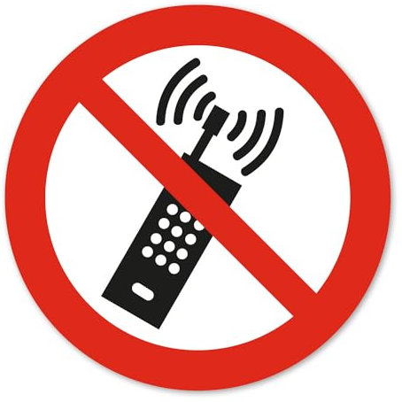 iSecur adesivo – Vietato tenere accesi i telefoni cellulari – Adesivo di divieto Ø 10 cm I avviso spegnere il cellulare avvertimento I hin820