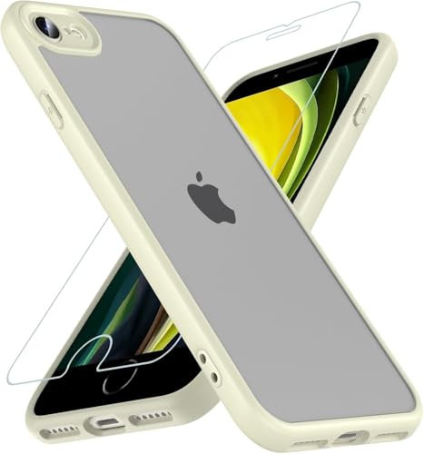 Cum2giff Case for iPhone SE 2020/iPhone SE 2022 (iPhone SE 2/3), iPhone 8/iPhone 7, with [1 * 9H Tempered Glass Screen Protector] Translucent Matte Back Full Camera Protector Slim Phone Cover, Beige