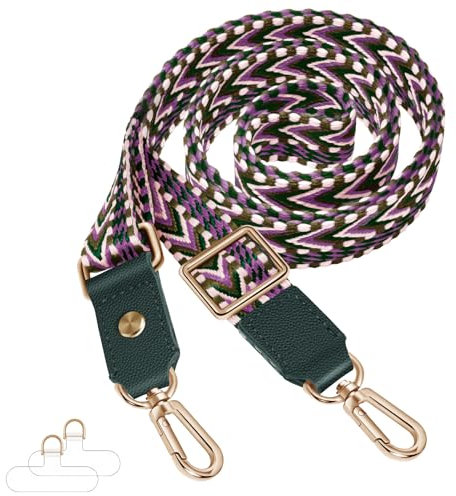 UKON Phone Strap Crossbody Phone Lanyard, Widen Neck Strap Adjustable Handbag Strap with Premium Hook And Loop Genuine Leather Head Shoulder Bag Strap with 2 Tpu Tether Tabs (Purple)