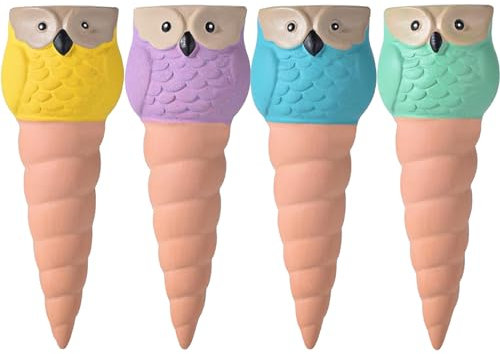Wedhapy Self Watering Planter Inserts 4PCS Watering Globes Terracotta Watering Spikes 2 Way Use Clay Automatic Plant Waterer Cute Owl Bottle Top Plant Watering Devices