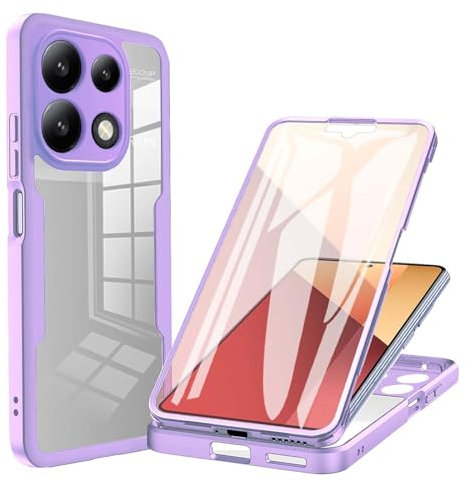 WBWONE Coque pour Xiaomi Redmi Note 13 Pro 4G / Poco M6 Pro 4G avec Protecteur d'Écran, 360 Protection Intégrale Étui, Antichoc Rigide PC/Souple TPU Gel Silicone Housse. Violet