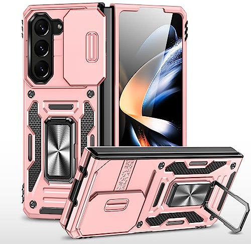 2NSPDRGNI Coque Compatible avec Samsung Galaxy Z Fold 6,Protection de la Caméra en PC Dur Anti-Chut Renforcée Case Armor Antichoc Bumper Housse Etui,Or Rose
