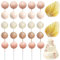 HANIUTTY 27pcs Decoration Gateau Mariage Anniversaire, Rose Champagne Balle Boule Decoration Gateau Cupcake Topper Boule Balloon Boho Décoration De Gateau Feuilles De Palmier Décoration De Gateau