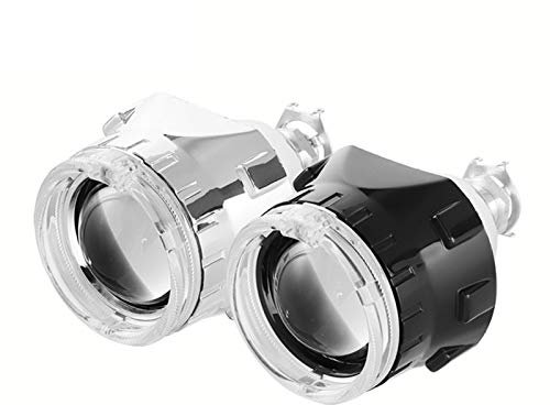 Angel Eyes,Angel Eye Halo 2x 2,5 inch LED Angel Eyes Bi-Xenon Projektor Linsen Fahrlicht DRL H4 H7 H11 Auto Retrofit Styling Verwenden Sie H1 Light Universal(Silver White LHD)