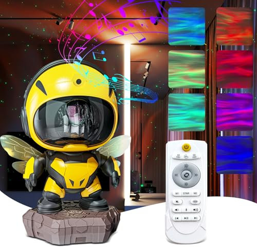 Domigard Galaxy Projector Star Projector, Bee Projection Night Light, Wasp Man-Shaped Lamp, LED Nebula Light for Boy Girl Bedroom Christmas Decor Gift 7 Colors+White Noise Machine+Bluetooth