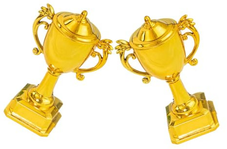 LABRIMP Mini Trofei Coppa d'Oro 2 Pezzi Decorazioni per Torte di Compleanno Ragazzo Ragazza in Plastica Versatili per Feste Tornei Sportivi Bomboniere e Premi di Riconoscimento