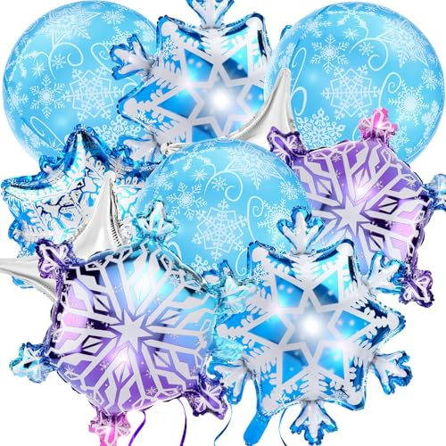 Schneeflocken Deko Luftballon, 14 PCS Schneeflocke Weihnachtsballons, Snowflake Luftballon, Schneeflocke Folien Ballon, Geburtstag Luftballons Mädchen für Weihnachten, Winterdekoration