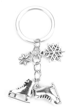 OBEISN Kreativer Schlüsselanhänger in Form von Schlittschuhen mit süßem Schneeflocken-Anhänger, Ideal als kleines Geschenk für Frauen, Geschenkidee für die Freundin, Geburtstagsgeschenke für Frauen