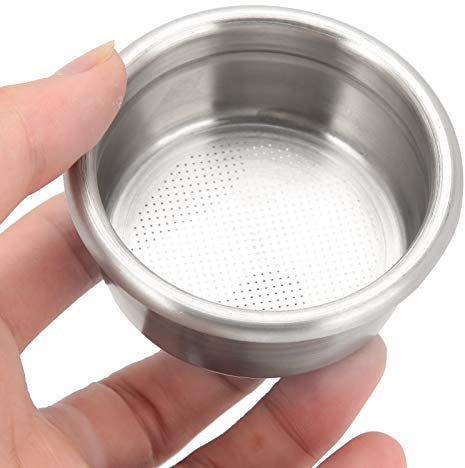 Akozon 58 Mm Hochdruck-Espressomaschine, Doppeltassen-Filterkorb, Mehrloch-Kaffeekanne ohne Druck Im Amerikanischen Stil, Einlagige Edelstahl-Kaffeekanne