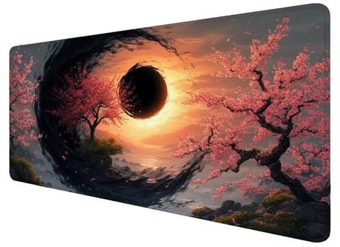 Tapis de Souris Gamer Noir Tapis de Souris XXL 1500x800x3mm Tapis Souris Rose Mperméable Tapis de Bureau,Base en Caoutchouc Antidérapante Tapis de Souris, Tapis Clavier Maison Fourniture Bureau D-39