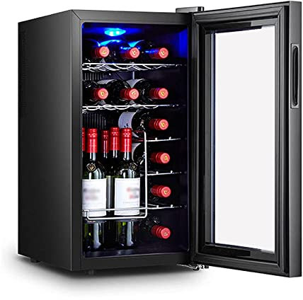 IUBGFTO Weinschrank mit konstanter Temperatur, Kleiner luftgekühlter Mini-Weinschrank, Feuchtigkeitsschrank, Haushalts-Weinlagerschränke für 16 Flaschen