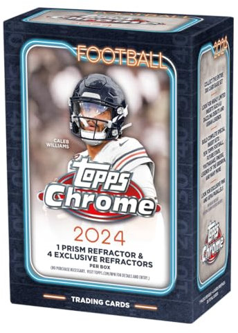 Topps Chrome Football - Value Box - 7 Packungen pro Box, 4 Karten pro Packung, 1 Prism Refactor und 4 exklusive Refraktoren pro Value Box!