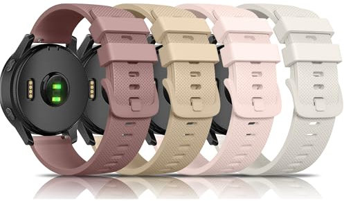 4 Pack for Garmin Forerunner 245 Straps, Garmin Vivoactive 5 Strap, Venu SQ Strap, 20mm Soft Silicone Replacement Wristbands for Forerunner 55/645/245 Music Smartwatch