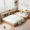 Doppelbett Bettgestell Plattformbett Stauraumbett mit Staufächern und Lamellen Haushaltsbett Funktionsbett Gästebett für Erwachsene und Jugendliche MDF+Sperrholz Keine Matratze Weiß Eiche Doppelbett
