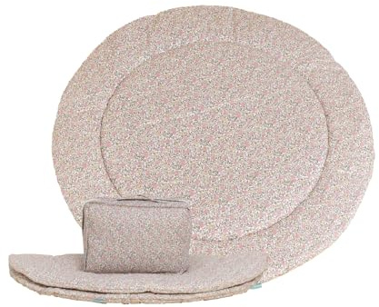 Molis&Co - Krabbeldecke 100x5 cm - 100% Baumwolle (OEKO-TEX) - Multifunktionale Spielmatte, Dick & Weich Gepolstert - Ideal als Babydecke & Spieldecke - Peony