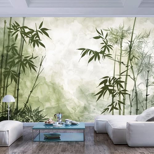 fotomurales pared profundidad Planta de acuarela bambú verde Papel pintado creativo DIY arte de la pared mural para sala estar comedor dormitorio decoración Imprimir foto