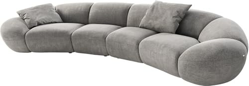 DELIFE Big-Sofa Lunna Strukturstoff Soft Grau 360x175 cm 2 Kissen