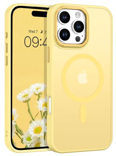 BENTOBEN Hülle für iPhone 16 Pro Max Hülle mit Mag-Safe Magnetisch Hülle für iPhone 16 Pro Max 6.9 Durchscheinende Matt Anti-Fingerabdruck Handyhülle Rückseite Dünn Schutzhülle, Gelb