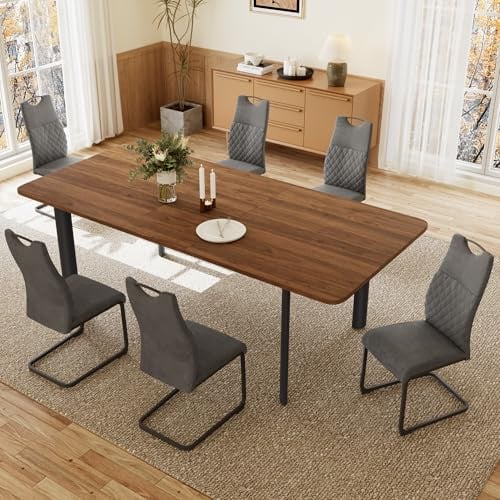 JIEXI Esstisch Mit 4-8 Stühlen Set, Essgruppe Tisch Ausziehbar, Moderner, Stilvoller MDF-Platten Für Das Wohnzimmer