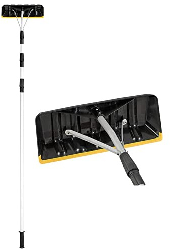 Extendable Aluminum Roof Rake with Twist-N-Lock and Scratch-Proof Blade, Lightweight and Durable for Snow Removal, Solar Panels, and Leaves
