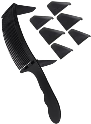 Générique Peigne Incurvé de Coiffure pour Hommes en Plastique Noir avec Guide de Coupe Peigne à Cheveux Courts S-Shape Outil de Coiffage Précis pour Tondeuse Adapté aux Barbiers et Usage
