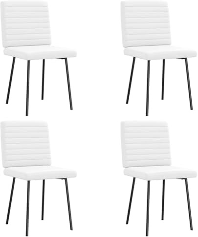 QUAHEAS Esszimmerstühle 4er Set, Weiß Kunstleder, Metall-Holz Gestell, 45x54x83cm, Moderne Küchenstühle für Esszimmer, Wohnzimmer
