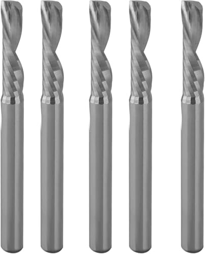 Fraises CNC pour fraisage de l'acrylique, PVC, MDF, aluminium, 4 mm, 4 mm, CED 17 mm, 1 flute, à une seule cannelure, fraises hélicoïdales, lot de 5