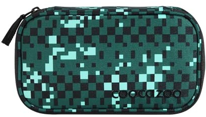 Coocazoo Mäppchen „Pixel Blox”, grün, Federmäppchen, großes Hauptfach, Reißverschlussfach mit Klarsichtfach im Deckel, Fach für Geodreieck, Stiftehalter, ab der 3. Klasse