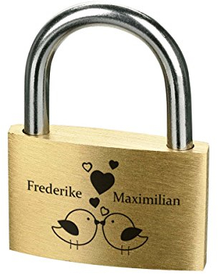 Cadenas d'amour Or Cadenas avec gravure personnalisée motif oiseaux