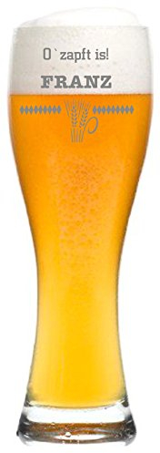 laser-diele Leonardo Weizenglas mit Gravur - Ideales Vatertagsgeschenk für Papa - 0,5l - Personalisiertes Bierglas mit Gravur - Weizenbierglas - Oktoberfest
