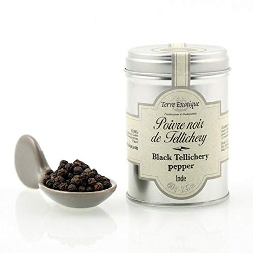 Pimienta negra Tellichery en grano 60 g India Costa de Malabar aroma intenso para molinillo y cocina gourmet