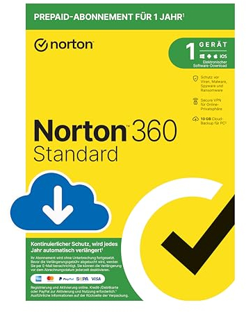 Norton 360 Standard 2025 | 1 Gerät | 1 Jahr | Aktivierungscode per Email