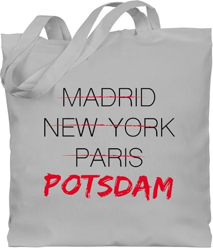 Baumwolltasche - Stadt und City Outfit - Weltstadt Potsdam - Unisize - Hellgrau - souvenir städte einkaufsbeutel stoff souvenirs country jutebeutel stoffbeutel beutel jutetaschen stofftasche tasche