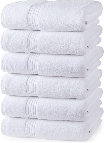 Utopia Towels - Premium Handtücher - 100% gekämmte, ringgesponnene Baumwolle, ultraweich und sehr saugfähig, Dicke Handtücher 41 x 71 CM's, hochwertige Handtücher (6er-Pack, (Weiß)