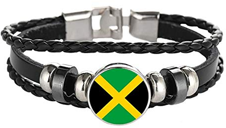 Jamaika Flagge geflochtenes Armband Leder Kette Kristall Armband Souvenir, Mode handgefertigte Armband für Mann & Frau besonderes Tagesgeschenk