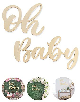 Staraise Holz-Babyschild für Babyparty, Banner für den 1. Geburtstag, Baby-Party-Schild, Holzausschnitt, Kinderzimmer-Dekoration, Event-Dekorationen für Geschlechtsoffenbarung, Babyankündigungen