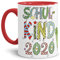 Tassendruck Geschenk Tasse zur Einschulung für Kinder mit Spruch - SCHULKIND 2020 - Geschenkidee zum Schulanfang/Erinnerung Schulbeginn/Erstklässler 2020 Junge - Innen & Henkel Rot