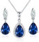 Schmuckset Saphir 925 Sterling Silber Damen Tropfen Kette Ohrring Halskette Anhänger Ohrstecker Geschenk Verpackung 40+5CM Kettenlänge Geschenke für Party/Jahrestag/Geburtstag