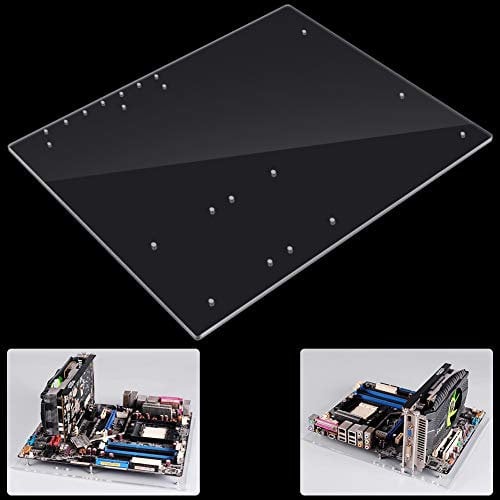 Yunseity PC Open Frame Test Bench, Transparent ATX Motherboard Overlock DIY Open Air Frame Chassis PC Case, 330x268mm Acrylic, Easy to Assemble Kit
