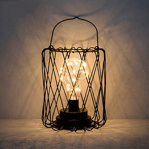 Metall Tischlampe,AntEuro Diamant Nachttischlampe Tischlampe Nordische dekorative Metall Night Light batteriebetrieben Schreibtischlampe (Laterne)