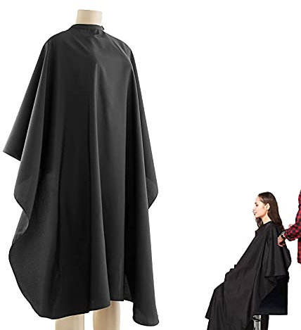 Peutpy Wasserabweisend Friseurumhang frisörumhang Ganzkörperansicht, Frisier-Umhang zum haare Schneiden, Färben,Unisex Friseure Kleid für Friseursalon,Haarschneiden, Barbier(schwarz)