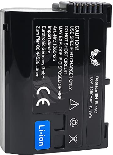 SK Batterie de rechange pour Nikon EN-EL15c // 2250 mAh // EN-EL15b EN-EL15a EN-EL15 pour // Z6 II Z7 II // Z5 Z6 Z7 D610 D750 D780 D800 D810 D850 D7100 D7100 7500 g
