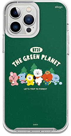 elago l BT21 Green Planet Hybrid Case Kompatibel mit iPhone 13 Pro Max Hülle 6,7 Zoll, Durable Volle Körper Schutz, Angehoben Lip (Bildschirm & Kamera Schutz) [Offizielle Waren] (Camping)