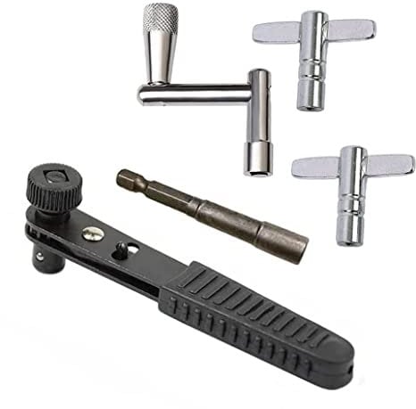 Jiayouy Drum Keys 5-Pack Chrome Steel Construction Standard Drum Keys with Ratchet Torque Wrench Drill Bit Drum Key Tuner Percussion Hardware Tool for Drum Accessories