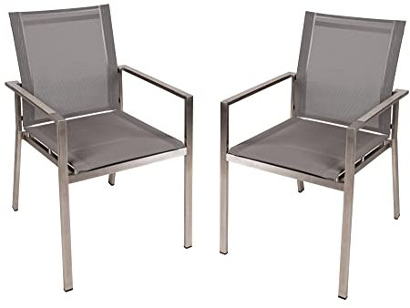 Dynamic24 Garden Pleasure Stapelstuhl Sienna 2X Set Garten Stuhl Stühle Stuhlset Edelstahl